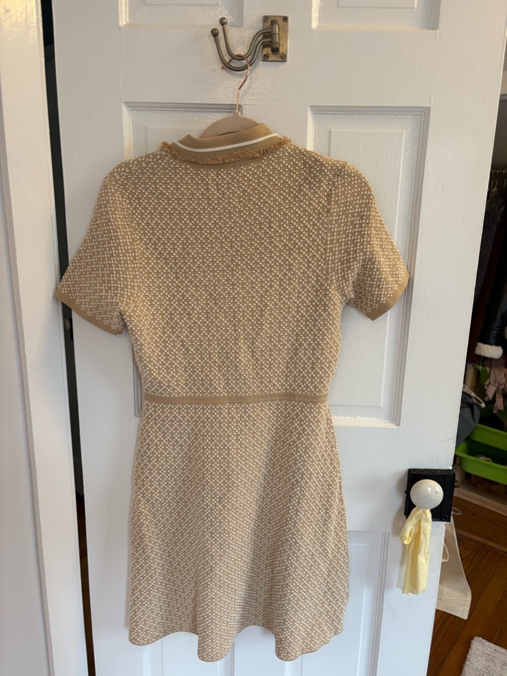 Sandro Beige Cream Knit Polo Midi Dress - Picture 4 of 5